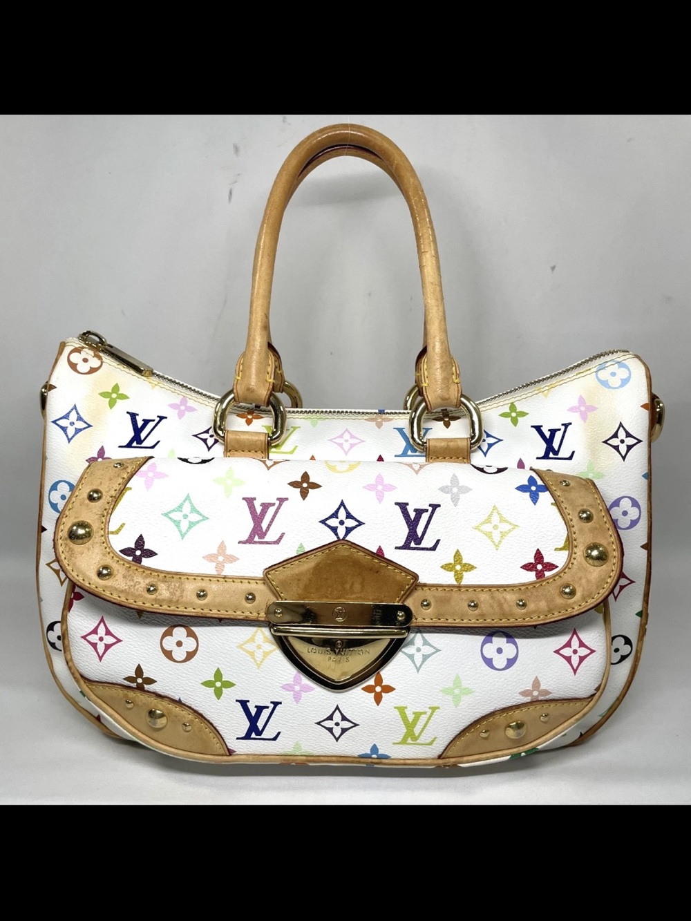 Louis Vuitton Multicolor Monogram White Leather-Trim Shoulder Bag